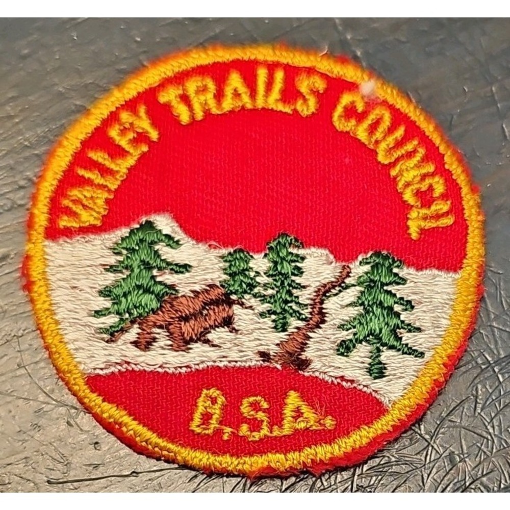 Boy Scouts Valley Trails Council Michigan 1950s Vintage BSA Patch Red Round